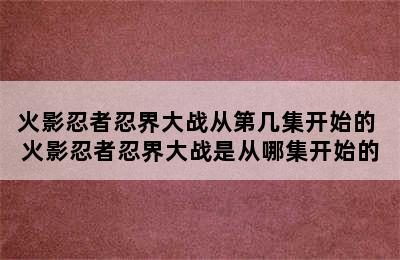 火影忍者忍界大战从第几集开始的 火影忍者忍界大战是从哪集开始的